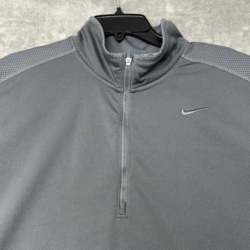 Nike Pullover Men's XL Gray Dri-FIT 1/4 Zip Mock Neck Athletic Performance